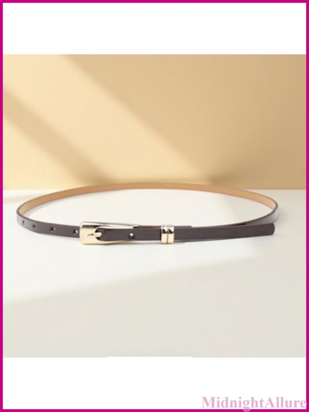Leather Skinny Belt Elastic Thin Slim Gold Metal Buckle for Dresses Jeans